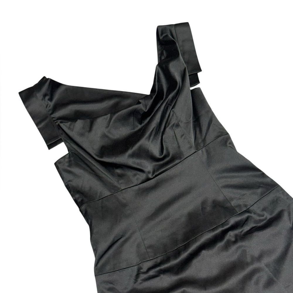 BLACK HALO women’s black Jackie O Satin Classic Sheath sleeveless Dress size 2 - Picture 4 of 8